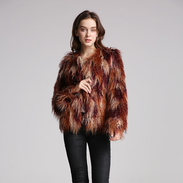 Wholesale Women's Winter Plus Size Faux FurWool Cropped Coat