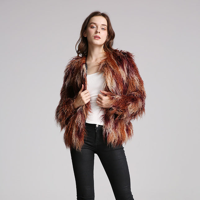 Wholesale Women's Winter Plus Size Faux FurWool Cropped Coat