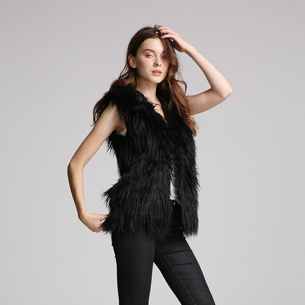 Wholesale Women's Fashion Hooded Faux Fur Cropped Vest