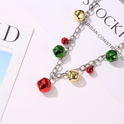 Christmas Jewelry Colorful Bell Necklace Bracelet Earrings