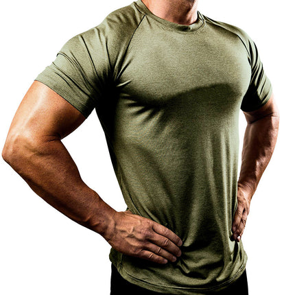 Camiseta deportiva de manga corta ajustada elástica de secado rápido para hombre