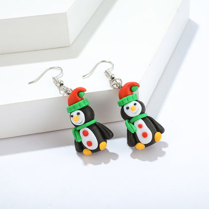 Handgefertigte niedliche Pinguin-Ohrringe aus weicher Keramik