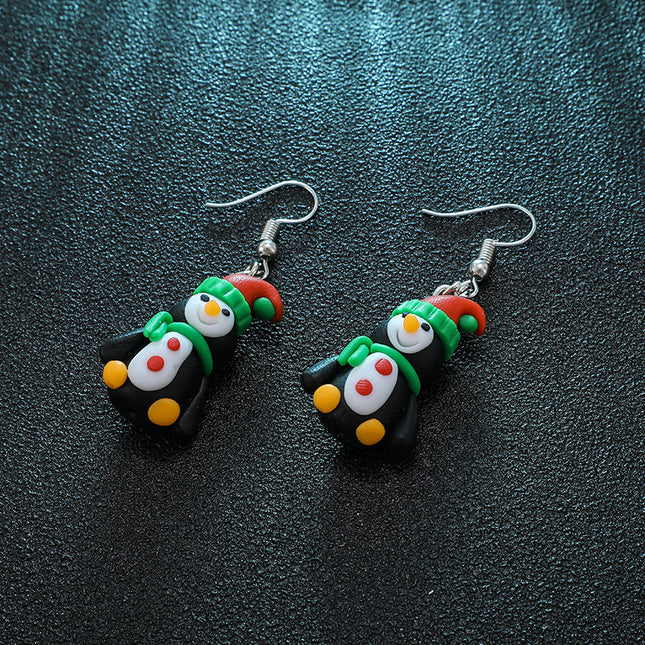 Handgefertigte niedliche Pinguin-Ohrringe aus weicher Keramik