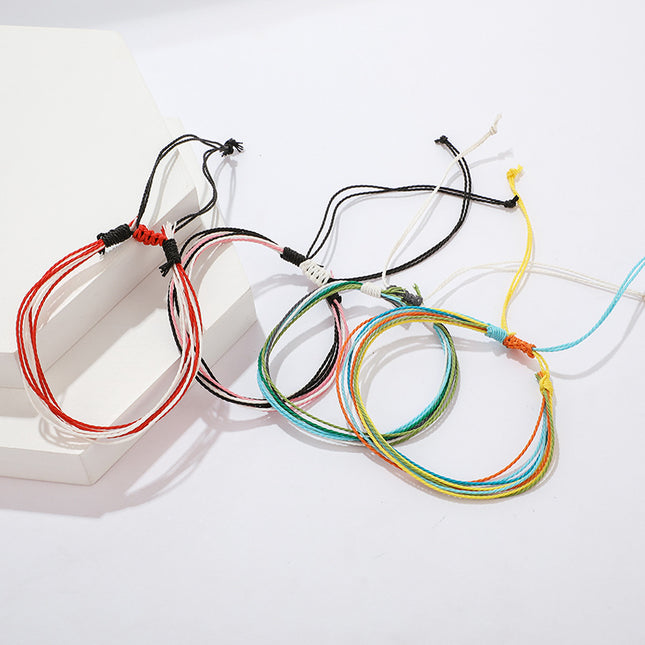 Juego de pulseras trenzadas de cordón colorido de cuatro pulseras unisex