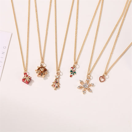 Fashion Necklace Snowflake Cane Christmas Tree Drip Oil Necklace