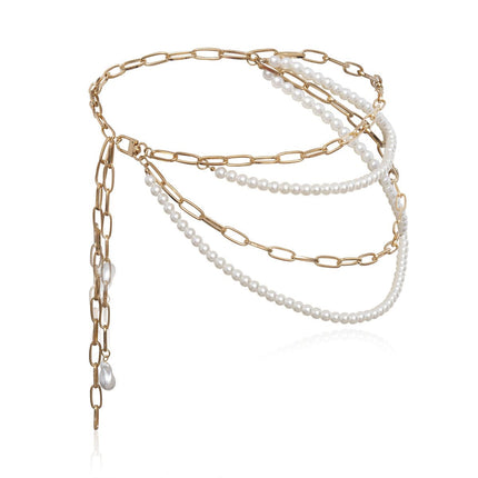 Tassel Metal Body Chain Dress Decoration Pearl Waist Chain