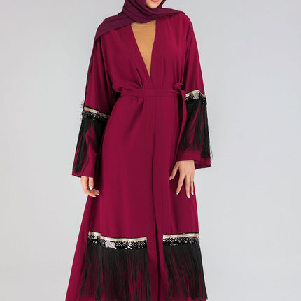 Middle East Turkey Fashion Sequin Tassel Abaya Cardigan