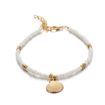 Handmade DIY Rice Bead Shell Multilayer Anklet