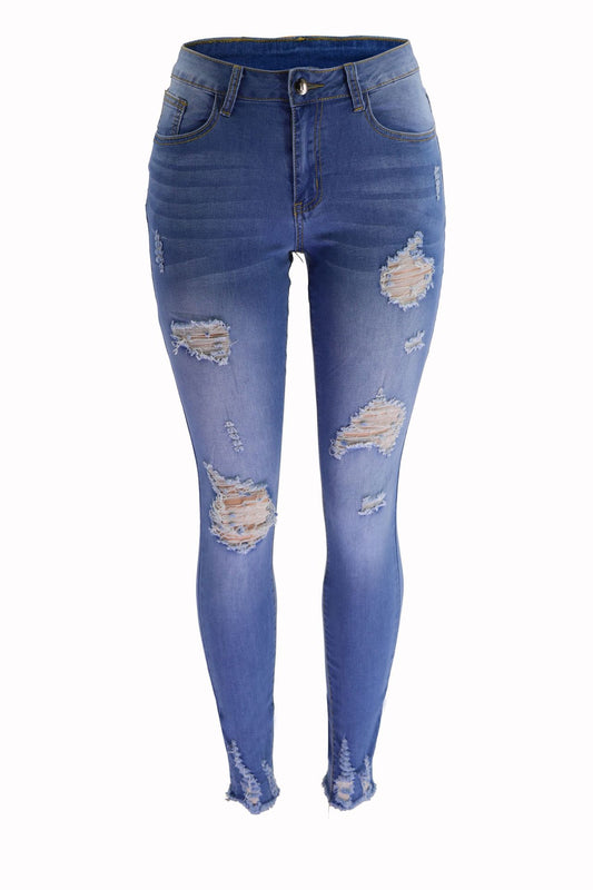 Wholesale Women's Spring Ripped Skinny Slim Pencil Jeans
