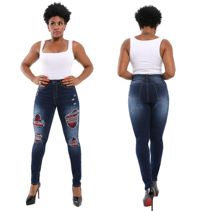 Wholesale Women's Ripped Jeans Big Skinny Butt Lift Jeans