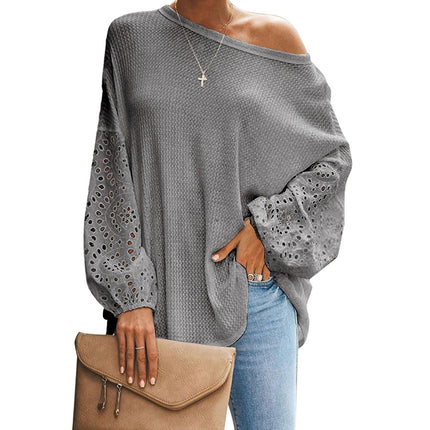 Women's Solid Color Round Stitching Loose Round Neck T-Shirt