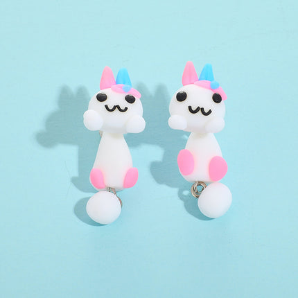 Handmade Cute Colorful Rabbit Slime Earrings