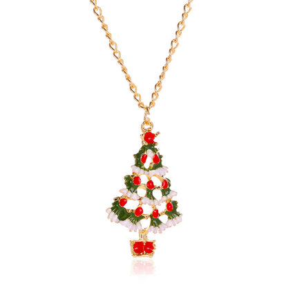 Weihnachtsöl tropfende Weihnachtsbaum-Ohrring-Halskette