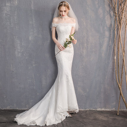 Wholesale Fall Bride Slim Slim Mermaid Tail Long Tail Wedding Dress