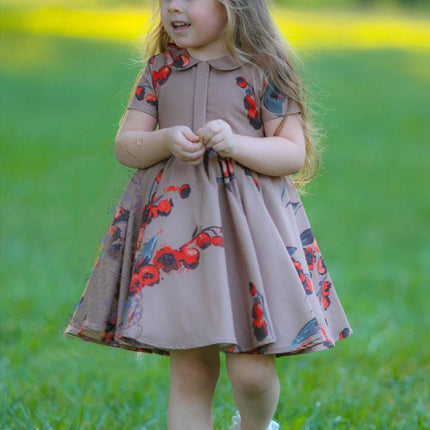 Bedrucktes, langärmliges, schlankes Kleid in Übergröße Eltern-Kind-Kleid