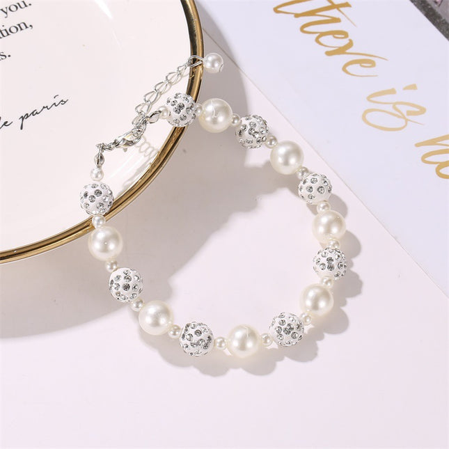 Venta al por mayor Moda Simple Pearl Rhinestone Ball Beaded Bracelet