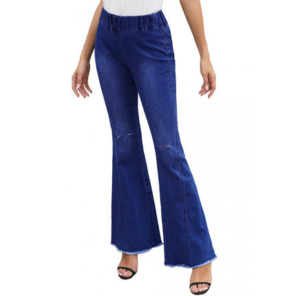 Wholesale Women's Spring High Elastic High Waist Flared Jeans