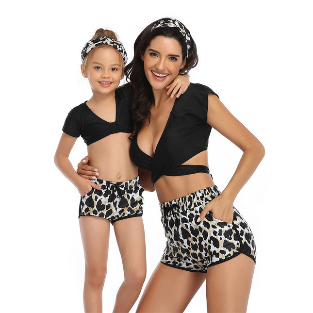 Parent-child Swimsuit Sports Bikini Three-Piece Set