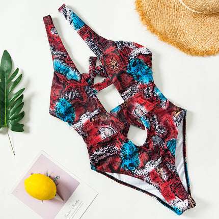 Sexy Bikini Ladies Printed Backless Snake Print Swimsuit