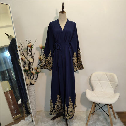 Damen-Cardigan mit Spitzeneinsatz, schmale Robe Dubai Abaya