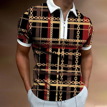 Wholesale Men's Sports Summer Zipper Short Sleeve Polo Shirt