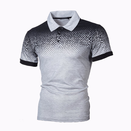 Wholesale Men's Summer Gradient 3D Printed Short Sleeve Polo Shirt