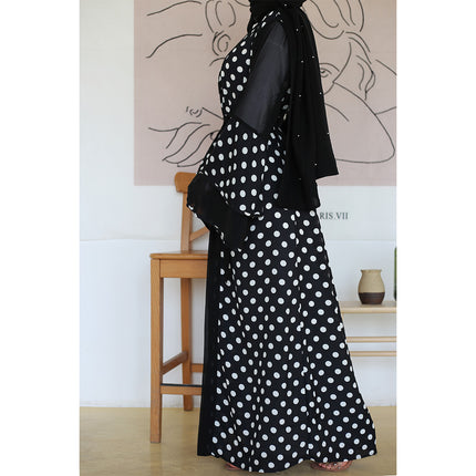 Muslim Ladies Fashion Polka Dot Cardigan Robe