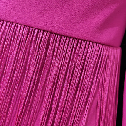 Stitching Tassel Large Size Wrap Hip Women's Evening Dress