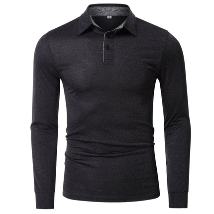 Wholesale Men's Autumn Winter Sports Golf Lapel Long Sleeve Polo Shirt