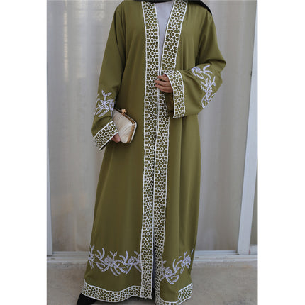Muslim Robe Dubai Stitching Lace Embroidered Cardigan Abaya