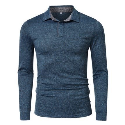 Wholesale Men's Autumn Winter Sports Golf Lapel Long Sleeve Polo Shirt
