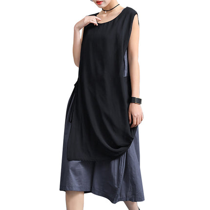 Wholesale Women's Summer Plus Size Solid Color Irregular Dress