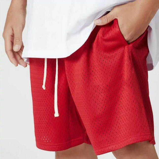 Pantalones cortos deportivos de cinco puntos con cordón de malla para hombre