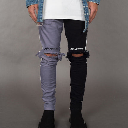 Wholesale Men's Autumn Slim Sports Distressed Ripped Jeans