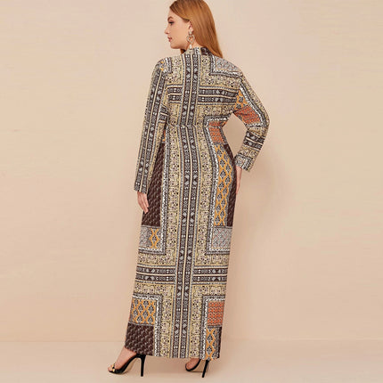 Muslimische arabische Mode lose Plus-Size-Langarm-Robe