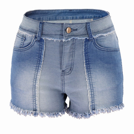 Pantalones cortos de jeans de mujer con flecos de moda de verano