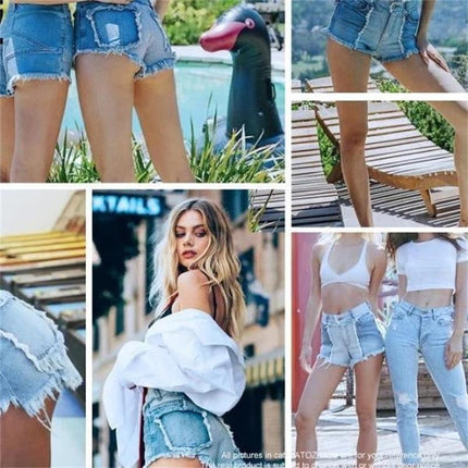 Pantalones cortos de jeans de mujer con flecos de moda de verano