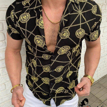 Wholesale Men's Summer Print Hawaiian Short Sleeve Cardigan Shirt
