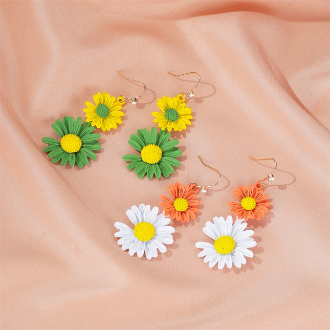 Ton-Gänseblümchen-Ohrringe der Großhandelsart- und weisezwei lange Blumen-Ohrringe