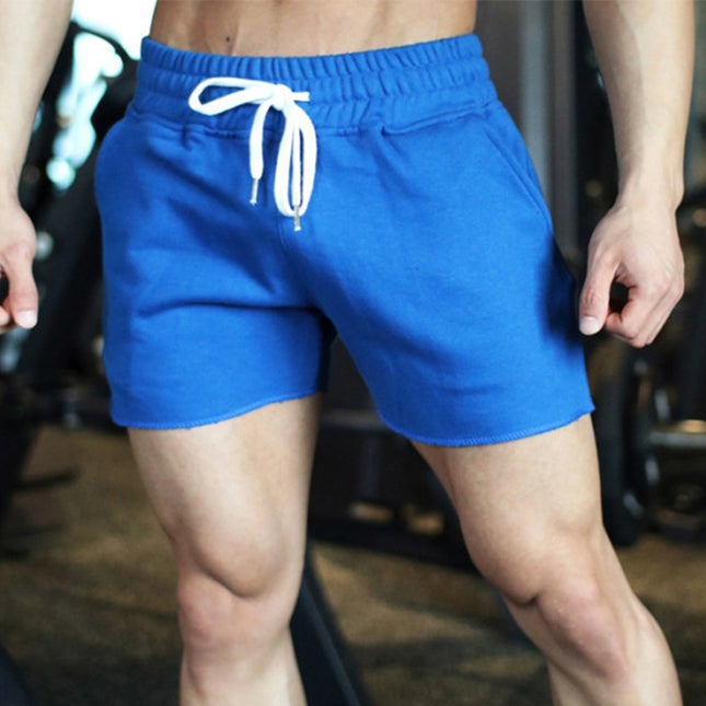 Pantalones cortos casuales con cordón de punto de color sólido deportivo de verano para hombres