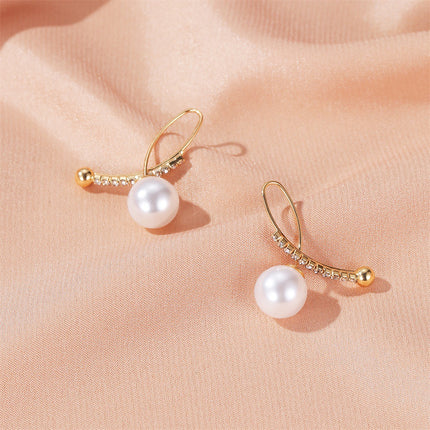 Perlen-Kreuz-Ohrringe Süße Strass-Perlen-Tropfen-Ohrringe