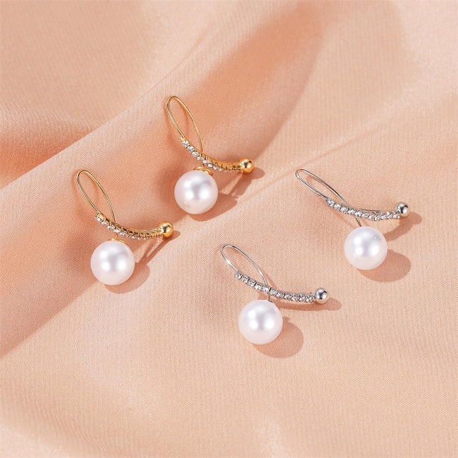 Pearl Cross Earrings Sweet Rhinestone Pearl Drop Earrings