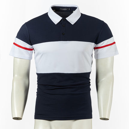 Wholesale Men's Summer Short Sleeve Stitching Ribbon Casual Polo Shirt