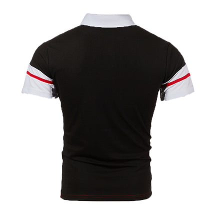 Wholesale Men's Summer Short Sleeve Stitching Ribbon Casual Polo Shirt