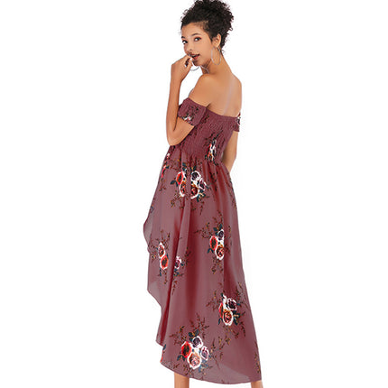 Wholesale Ladies Summer Plus Size Floral Neck Strapless Dress