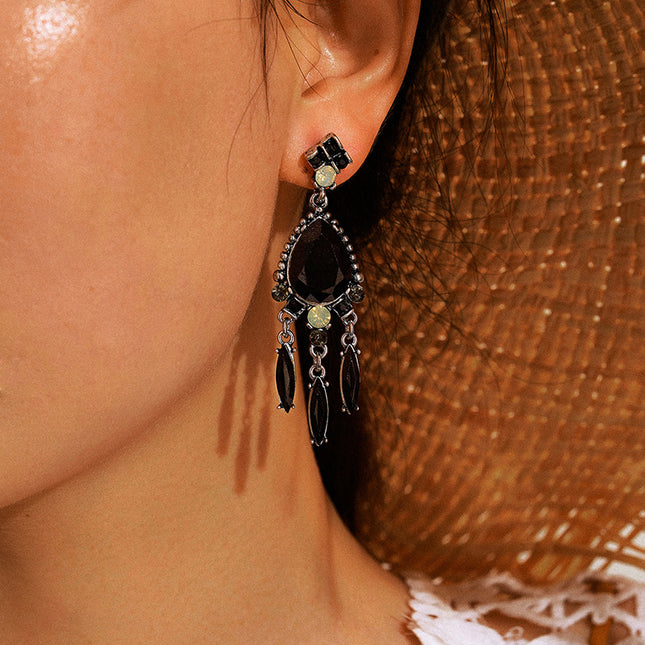 Seahorse Flower Simple Rhinestone Pearl Moon Stud Earrings