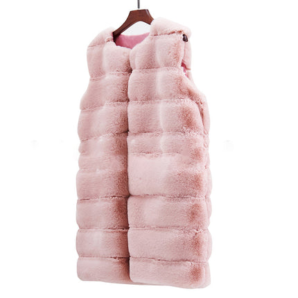 Wholesale Ladies Fall Winter Thickened Long Plush Faux Fur Vest