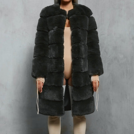 Wholesale Ladies Fall Winter Thickened Long Faux Fur Coat