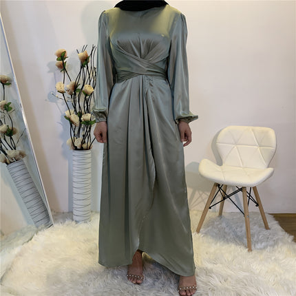Wholesale Ladies Fake Two Piece Strap Dubai Robe Dress
