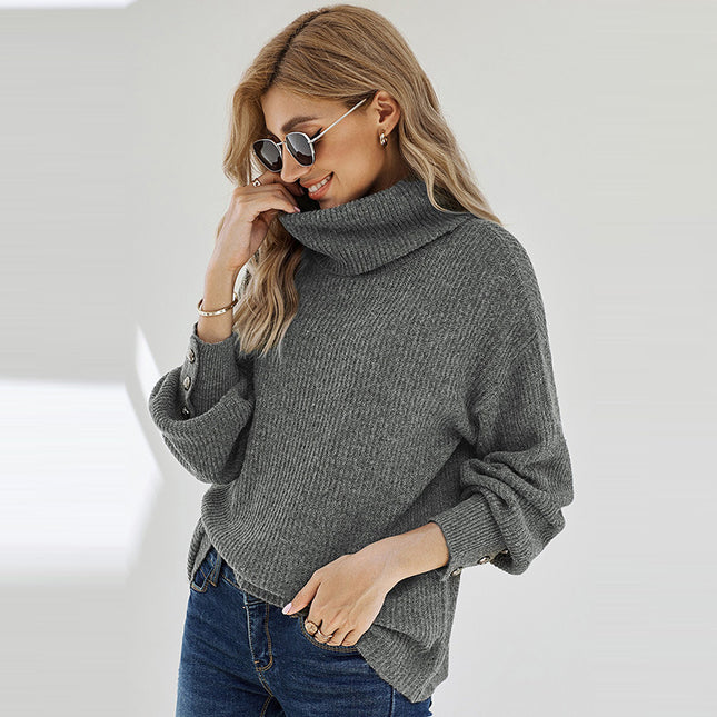 Wholesale Women's Solid Color Warm Loose Pullover Knit Sweater
